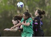 28 April 2018; Kate O'Donovan of Cork City WFC in action against Lauren Dwyer, Edel Kennedy and Kylie Murphy of Wexford Youths during the Continental Tyres Women's National League match between Wexford Youths and Cork City WFC at Ferrycarrig Park in Wexford. Photo by Matt Browne/Sportsfile