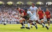 22 April 2018; Yannick Nyanga of Racing 92 in action against Jack O’Donoghue of Munster during the European Rugby Champions Cup semi-final match between Racing 92 and Munster Rugby at the Stade Chaban-Delmas in Bordeaux, France. Photo by Brendan Moran/Sportsfile