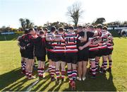 29 April 2018; Enniscorthy RFC players huddle at half time during the Bank of Ireland Provincial Towns Cup Final match between Tullow RFC and Enniscorthy RFC, at Wicklow RFC, Wicklow. Photo by Matt Browne/Sportsfile