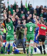 28 April 2018; Eoghan Masterson of Connacht celebrates at the final whistle of the Guinness PRO14 Round 21 match between Connacht and Leinster at the Sportsground in Galway. Photo by Ramsey Cardy/Sportsfile