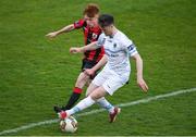 21 April 2018; Jason McClelland of UCD in action against Aodh Dervin of Longford Town during the SSE Airtricity League First Division match between Longford Town and UCD at the City Calling Stadium in Lissanurlan, Longford. Photo by Harry Murphy/Sportsfile