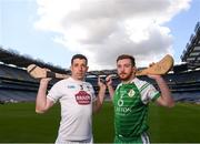 30 April 2018; John Doran of Kildare with Conor Hickey of London of Down during the Christy Ring competition launch at Croke Park in Dublin. Photo by Eóin Noonan/Sportsfile