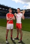 30 April 2018; Ger Smyth of Louth with Damian Casey of Tyrone during the Rackard competition launch at Croke Park in Dublin. Photo by Eóin Noonan/Sportsfile