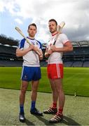 30 April 2018; Fergal Rafter of Monaghan with Damian Casey of Tyrone during the Rackard competition launch at Croke Park in Dublin. Photo by Eóin Noonan/Sportsfile
