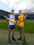 30 April 2018; Fergal Rafter of Monaghan with Padraig Doherty of Donegal during the Rackard competition launch at Croke Park in Dublin. Photo by Eóin Noonan/Sportsfile