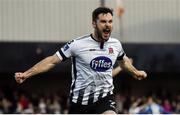 30 April 2018; Pat Hoban of Dundalk celebrates after scoring his side's second goal during the SSE Airtricity League Premier Division match between Dundalk and St Patrick's Athletic at Oriel Park in Dundalk, Co Louth. Photo by Harry Murphy/Sportsfile