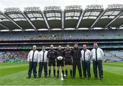 31 March 2018; Referee Martin McNally and his officials before the Allianz Football League Division 4 Final match between Carlow and Laois at Croke Park in Dublin. Photo by Piaras Ó Mídheach/Sportsfile