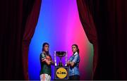 1 May 2018; In attendance during the Lidl Ladies National Football League finals media day at The Helix, Dublin City University, are Sarah Rowe of Mayo, left, and Sinead Aherne of Dublin with the Division 1 trophy. The Lidl Ladies National Football League Finals take place next Sunday and Monday. On Sunday, at Parnell Park in Dublin, it’s Cavan against Tipperary in the Division 2 final, followed by the Division 1 final between Dublin and Mayo at 4pm. On Monday, at St Brendan’s Park in Birr, the first game of a double-header is Wicklow v Louth in the Division 4 final, followed by the Division 3 final clash between Meath and Wexford. Tickets for the Lidl Ladies NFL finals will be available at Parnell Park on Sunday, and at St Brendan’s Park on Monday. The Helix, Dublin City University, Dublin. Photo by Brendan Moran/Sportsfile