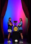 1 May 2018; In attendance during the Lidl Ladies National Football League finals media day at The Helix, Dublin City University, are Sarah Rowe of Mayo, left, and Sinead Aherne of Dublin with the Division 1 trophy. The Lidl Ladies National Football League Finals take place next Sunday and Monday. On Sunday, at Parnell Park in Dublin, it’s Cavan against Tipperary in the Division 2 final, followed by the Division 1 final between Dublin and Mayo at 4pm. On Monday, at St Brendan’s Park in Birr, the first game of a double-header is Wicklow v Louth in the Division 4 final, followed by the Division 3 final clash between Meath and Wexford. Tickets for the Lidl Ladies NFL finals will be available at Parnell Park on Sunday, and at St Brendan’s Park on Monday. The Helix, Dublin City University, Dublin. Photo by Brendan Moran/Sportsfile
