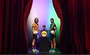 1 May 2018; In attendance during the Lidl Ladies National Football League finals media day at The Helix, Dublin City University are Mary Rose Kelly of Wexford, left, and Niamh O'Sullivan of Meath with the Division 3 trophy. The Lidl Ladies National Football League Finals take place next Sunday and Monday. On Sunday, at Parnell Park in Dublin, it’s Cavan against Tipperary in the Division 2 final, followed by the Division 1 final between Dublin and Mayo at 4pm. On Monday, at St Brendan’s Park in Birr, the first game of a double-header is Wicklow v Louth in the Division 4 final, followed by the Division 3 final clash between Meath and Wexford. Tickets for the Lidl Ladies NFL finals will be available at Parnell Park on Sunday, and at St Brendan’s Park on Monday. The Helix, Dublin City University, Dublin. Photo by Brendan Moran/Sportsfile