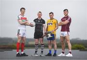 1 May 2018; Players from left, David Clarke of Mayo, Adrian Marren of Sligo, Conor Devaney of Roscommon and Damien Comer of Galway at the launch of the Connacht GAA Football Championship at the Connacht GAA Centre in Bekan, Claremorris, Co Mayo. Photo by Eóin Noonan/Sportsfile