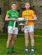3 May 2018; Bryan Menton of Meath with Paddy Collum of Longford  during the Launch of the 2018 Leinster Senior Football Championship at Trim Castle in Trim, Co Meath. Photo by Harry Murphy/Sportsfile