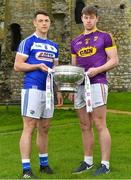 3 May 2018; John O’Loughlin of Laois with Naomhan Rossiter of Wexford during the Launch of the 2018 Leinster Senior Football Championship at Trim Castle in Trim, Co Meath. Photo by Harry Murphy/Sportsfile