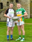 3 May 2018; Seanie Furlong of Wicklow with Anton Sullivan of Offaly during the Launch of the 2018 Leinster Senior Football Championship at Trim Castle in Trim, Co Meath. Photo by Harry Murphy/Sportsfile