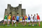 3 May 2018; Players from left, Andy McDonnell of Louth, Bryan Menton of Meath, John Heslin of Westmeath, Paddy Collum of Longford, Michael Fitzsimons of Dublin, Anton Sullivan of Offaly, Naomhan Rossiter of Wexford, John Murphy of Carlow, John O’Loughlin of Laois, Eoin Doyle of Kildare and Seanie Furlong of Wicklow during the Launch of the 2018 Leinster Senior Football Championship at Trim Castle in Trim, Co Meath. Photo by Eóin Noonan/Sportsfile