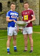 3 May 2018; John O’Loughlin of Laois with John Heslin of Westmeath during the Launch of the 2018 Leinster Senior Football Championship at Trim Castle in Trim, Co Meath. Photo by Harry Murphy/Sportsfile