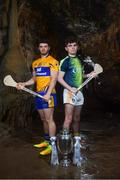 2 May 2018; Jason McCarthy of Clare with Ryan Elliot of Antrim at the launch of the Bord Gáis Energy GAA Hurling U21 All-Ireland Championship at Mitchelstown Caves in Cork. The 2018 campaign begins on May 7th with Clare hosting current holders Limerick in Ennis. Follow all of the action at #HurlingToTheCore. Photo by Eóin Noonan/Sportsfile
