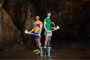 2 May 2018; Jason McCarthy of Clare with Kyle Hayes of Limerick at the launch of the Bord Gáis Energy GAA Hurling U21 All-Ireland Championship at Mitchelstown Caves in Cork. The 2018 campaign begins on May 7th with Clare hosting current holders Limerick in Ennis. Follow all of the action at #HurlingToTheCore. Photo by Eóin Noonan/Sportsfile