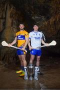 2 May 2018; Jason McCarthy of Clare with Peter Hogan of Waterford at the launch of the Bord Gáis Energy GAA Hurling U21 All-Ireland Championship at Mitchelstown Caves in Cork. The 2018 campaign begins on May 7th with Clare hosting current holders Limerick in Ennis. Follow all of the action at #HurlingToTheCore. Photo by Eóin Noonan/Sportsfile