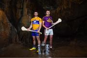 2 May 2018; Jason McCarthy of Clare with Rory O'Connor of Wexford at the launch of the Bord Gáis Energy GAA Hurling U21 All-Ireland Championship at Mitchelstown Caves in Cork. The 2018 campaign begins on May 7th with Clare hosting current holders Limerick in Ennis. Follow all of the action at #HurlingToTheCore. Photo by Eóin Noonan/Sportsfile