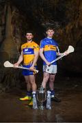 2 May 2018; Jason McCarthy of Clare with Paudie Feehan of Tipperary at the launch of the Bord Gáis Energy GAA Hurling U21 All-Ireland Championship at Mitchelstown Caves in Cork. The 2018 campaign begins on May 7th with Clare hosting current holders Limerick in Ennis. Follow all of the action at #HurlingToTheCore. Photo by Eóin Noonan/Sportsfile