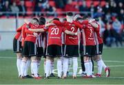 27 April 2018; The Derry CIty pre match huddle before the SSE Airtricity League Premier Division match between Derry City and Shamrock Rovers at Brandywell Stadium, in Derry.  Photo by Oliver McVeigh/Sportsfile