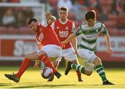 4 May 2018; Ryan Brennan of St Patrick's Athletic in action against Aaron Bolger of Shamrock Rovers during the SSE Airtricity League Premier Division match between St Patrick's Athletic and Shamrock Rovers at Richmond Park in Dublin. Photo by Eóin Noonan/Sportsfile