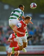 4 May 2018; Ethan Boyle of Shamrock Rovers in action against Jamie Lennon of St Patrick's Athletic during the SSE Airtricity League Premier Division match between St Patrick's Athletic and Shamrock Rovers at Richmond Park in Dublin. Photo by Eóin Noonan/Sportsfile