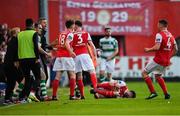 4 May 2018; Players from both side's during a coming together after Joey O’Brien of Shamrock Rovers fouled Ryan Brennan of St Patrick's Athletic during the SSE Airtricity League Premier Division match between St Patrick's Athletic and Shamrock Rovers at Richmond Park in Dublin. Photo by Eóin Noonan/Sportsfile