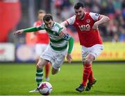 4 May 2018; Sean Kavanagh of Shamrock Rovers in action against Ryan Brennan of St Patrick's Athletic during the SSE Airtricity League Premier Division match between St Patrick's Athletic and Shamrock Rovers at Richmond Park in Dublin. Photo by Eóin Noonan/Sportsfile