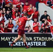 5 May 2018; Rhys Marshall of Munster celebrates after scoring his side's first try during the Guinness PRO14 semi-final play-off match between Munster and Edinburgh at Thomond Park in Limerick. Photo by David Fitzgerald/Sportsfile