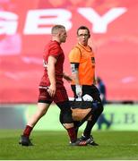 5 May 2018; Andrew Conway of Munster leaves the pitch for a head injury assessment during the Guinness PRO14 semi-final play-off match between Munster and Edinburgh at Thomond Park in Limerick. Photo by David Fitzgerald/Sportsfile