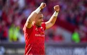 5 May 2018; Simon Zebo of Munster celebrates at the final whistle following the Guinness PRO14 semi-final play-off match between Munster and Edinburgh at Thomond Park in Limerick. Photo by Sam Barnes/Sportsfile