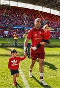 5 May 2018; Simon Zebo with son Jacob and daughter Sofia following the Guinness PRO14 semi-final play-off match between Munster and Edinburgh at Thomond Park in Limerick.  Photo by Sam Barnes/Sportsfile