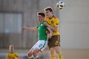5 May 2018; Barry Coffey of The Republic of Ireland in action against Lucas Lissens of Belgium during the UEFA U17 Championship Final match between Republic of Ireland and Belgium at Loughborough University Stadium in Loughborough, England. Photo by Malcolm Couzens/Sportsfile