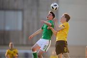 5 May 2018; Barry Coffey of The Republic of Ireland in action against Lucas Lissens of Belgium during the UEFA U17 Championship Final match between Republic of Ireland and Belgium at Loughborough University Stadium in Loughborough, England. Photo by Malcolm Couzens/Sportsfile