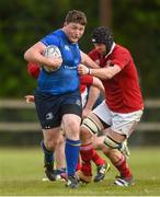 5 May 2018; Robert Farrell of Leinster in action against Brendan Childs and Tony Caldwell, right, of Munster during the Junior Interprovincial Series match between Leinster Juniors and Munster Juniors at Coolmine RFC in Ashtown, Dublin. Photo by Piaras Ó Mídheach/Sportsfile