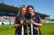 6 May 2018; Orla O'Dwyer, left, and Anna Rose Kennedy of Tipperary with the cup after the Lidl Ladies Football National League Division 2 Final match between Cavan and Tipperary at Parnell Park in Dublin. Photo by Piaras Ó Mídheach/Sportsfile