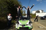 6 May 2018; Manus Kelly and Donall Barrett (Subaru Impreza WRC) celebrate after winning  at the end of special stage 16 Rossanean during Day Two of the 2018 Cartell.ie Rally of the Lakes, at Special Stage 16, Killarney, Co Kerry. Photo by Philip Fitzpatrick/Sportsfile