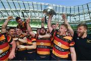 6 May 2018: Lansdowne players celebrate with the cup following the Ulster Bank League Division 1 Final match between Lansdowne and Cork Constitution at the Aviva Stadium in Dublin. Photo by David Fitzgerald/Sportsfile
