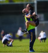 6 May 2018; Maria Curley of Tipperary celebrates with manager Shane Ronayne following the Lidl Ladies Football National League Division 2 Final match between Cavan and Tipperary at Parnell Park in Dublin. Photo by Tom Beary/Sportsfile