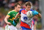 6 May 2018; Luke Kelly of New York in action against Micheal McWeeney of Leitrim during the Connacht GAA Football Senior Championship Quarter-Final match between New York and Leitrim at McGovern Park at Gaelic Park in New York, USA. Photo by Stephen McCarthy/Sportsfile