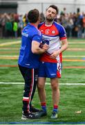 6 May 2018; David Freeman and his New York manager Justin O’Halloran following the Connacht GAA Football Senior Championship Quarter-Final match between New York and Leitrim at McGovern Park at Gaelic Park in New York, USA. Photo by Stephen McCarthy/Sportsfile