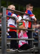 6 May 2018; Members of the Dwyer family, from left, Conor, age 4, Maggie, age 2, and Tommy, age 5, originally from Drumkeeran, Leitrim, but now resident in Yonkers, New York, wathc on prior to the Connacht GAA Football Senior Championship Quarter-Final match between New York and Leitrim at Gaelic Park in New York, USA. Photo by Stephen McCarthy/Sportsfile