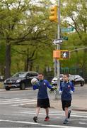 6 May 2018; Bothers Finn, age 9, left, and Danny Yorke, age 7, whose parents hail from Ballymahon, Longford, but now reside in Manhattan, New York, make their way to Gaelic Park prior to the Connacht GAA Football Senior Championship Quarter-Final match between New York and Leitrim at Gaelic Park in New York, USA. Photo by Stephen McCarthy/Sportsfile
