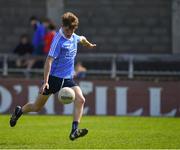 7 May 2018; Liam Dunne of Dublin shoots to score his side's third goal of the game during the Electric Ireland Leinster GAA Football Minor Championship Round 1 match between Dublin and Louth at Parnell Park in Dublin. Photo by Seb Daly/Sportsfile