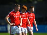 7 May 2018; Ruairi Hanlon of Louth, left, following his side's defeat during the Electric Ireland Leinster GAA Football Minor Championship Round 1 match between Dublin and Louth at Parnell Park in Dublin. Photo by Seb Daly/Sportsfile