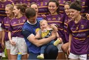 7 May 2018; Wexford manager Anthony Masterson with his daughter Caragh during the celebrations after the Lidl Ladies Football National League Division 3 Final match between Meath and Wexford at St Brendan's Park, in Birr, Offaly. Photo by Piaras Ó Mídheach/Sportsfile