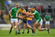 7 May 2018; Billy Connors of Clare is tackled by Thomas Grimes of Limerick during the Bord Gáis Energy Munster GAA Hurling U21 Championship quarter-final match between Clare and Limerick at Cusack Park in Ennis, Clare. Photo by Eóin Noonan/Sportsfile