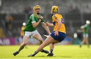 7 May 2018; Oisin O'Reilly of Limerick in action against Bradley Higgins of Clare during the Bord Gáis Energy Munster GAA Hurling U21 Championship quarter-final match between Clare and Limerick at Cusack Park in Ennis, Clare. Photo by Eóin Noonan/Sportsfile